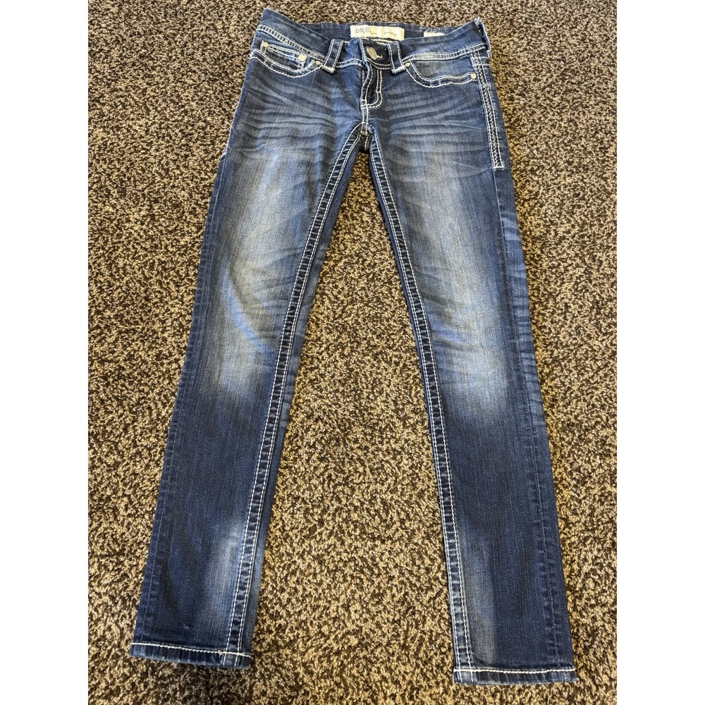 BKE Stella Ankle Skinny Jeans Womens 26 Low Rise Blue Distress Stretch